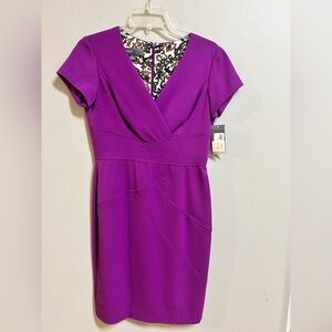 Donna Ricco New York Mulberry Purple Dress Size 4 NWT V-Neck Cocktail Dress